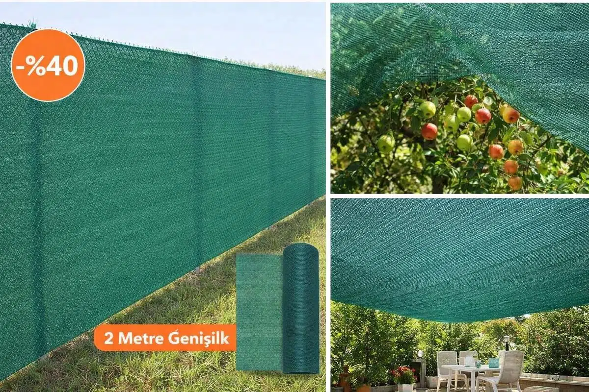 %40 Gölgelik File 2 METRE X 90 METRE Bahçe Gizleme Ağı Bahçe Çit Örtüsü Meyve Ağacı Örtüsü